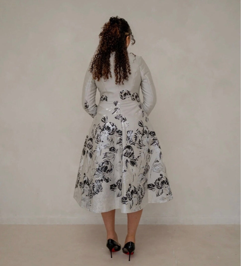 EDKAY GLITTERING JACQUARD FLORAL MOTHER OF THE BRIDE PARTY DRESS SIZE 16