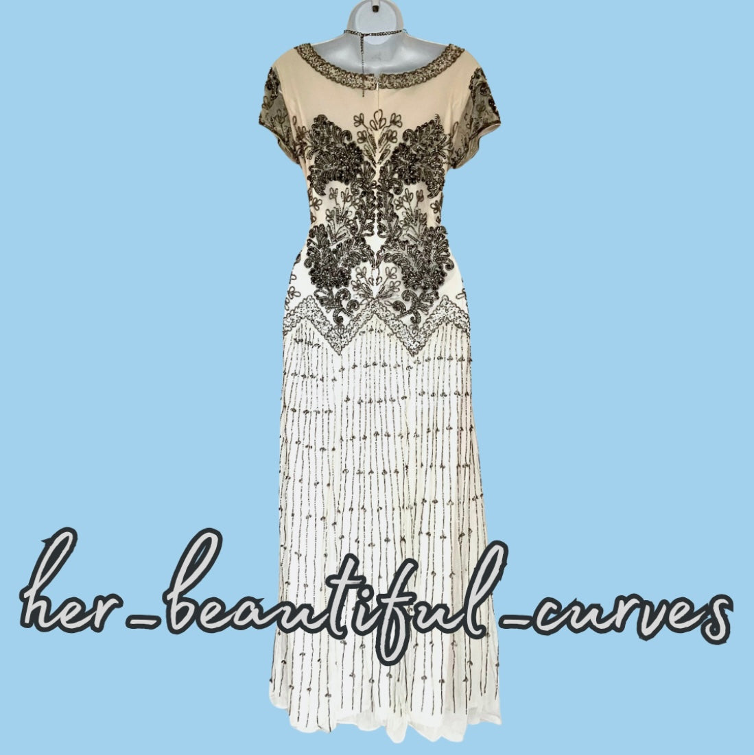 PISARRO NIGHTS SEQUINNED BEADED EMBELLISHED OCCASION PARTY DRESS SIZE 14