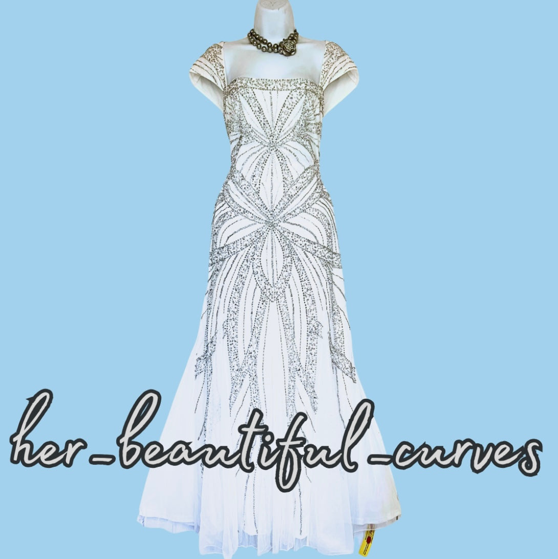 JOANNA HOPE Sequinned Beaded Wedding Occasion Party Maxi DRESS SIZE 22 new