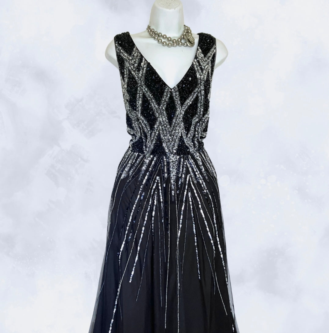 MONSOON (LIMITED EDITION) BEADED SEQUINNED MAXI EVENING OCCASION DRESS SIZE 18