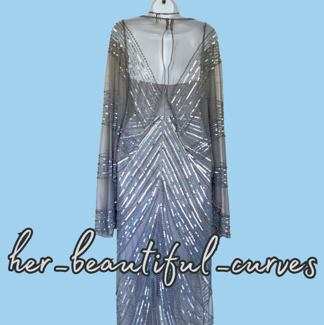ASOS SEQUINNED BEADED EMBELLISHED WEDDING OCCASION PARTY DRESS SIZE 26
