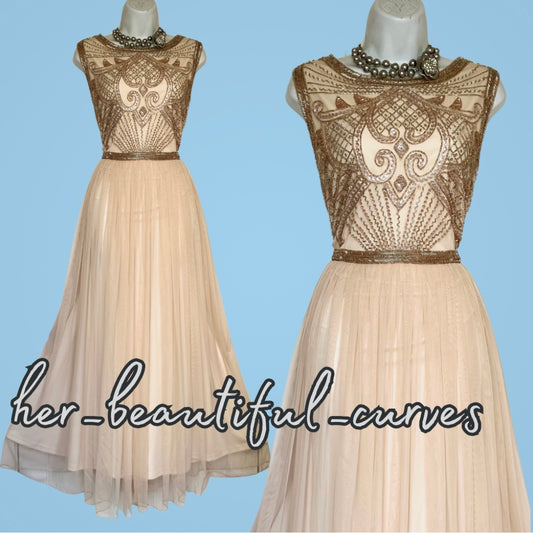 JOANNA HOPE SEQUINNED BEADED EMBELLISHED OCCASION EVENING PARTY DRESS SIZE 18