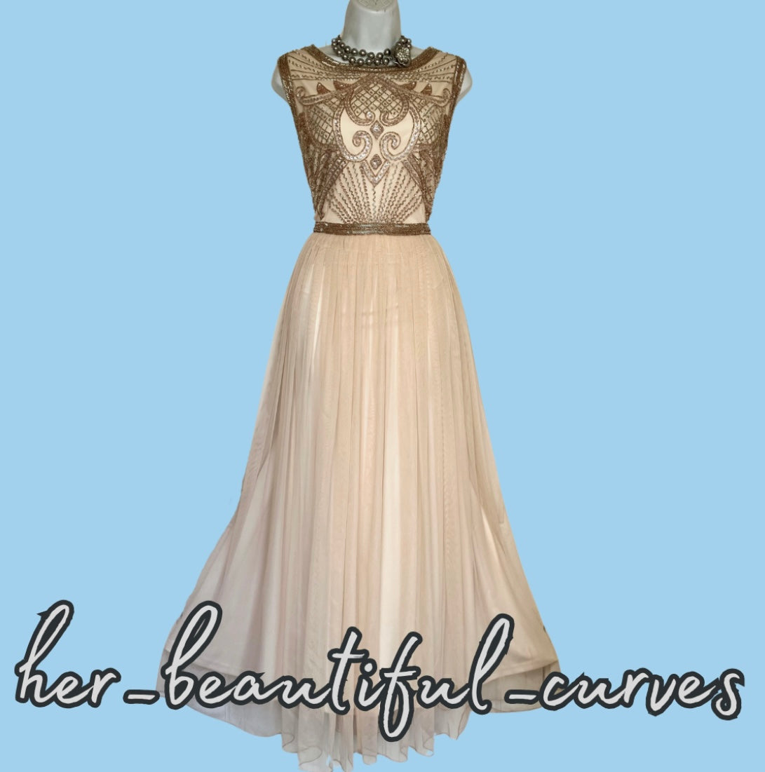 JOANNA HOPE SEQUINNED BEADED EMBELLISHED OCCASION EVENING PARTY DRESS SIZE 18