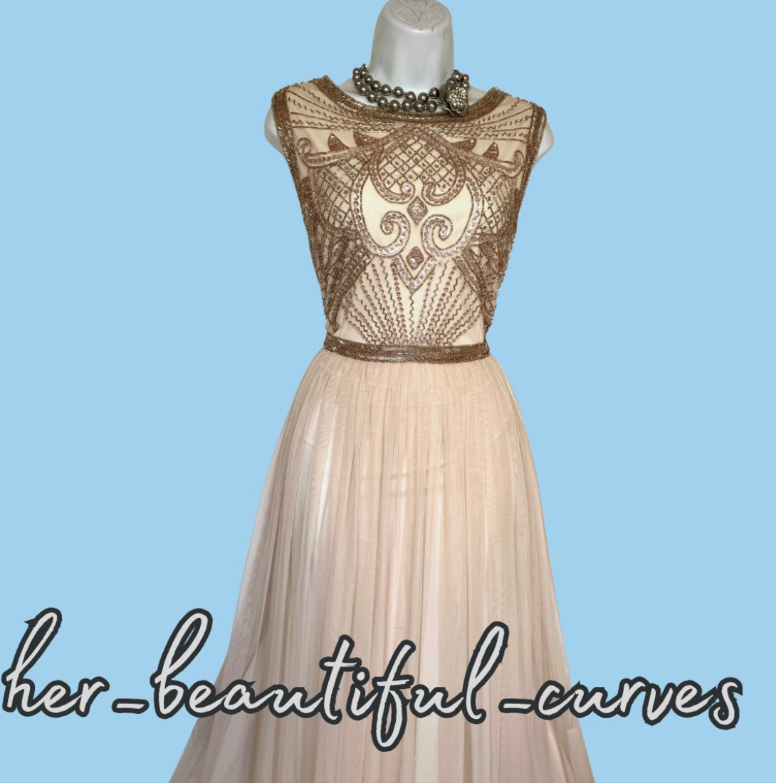 JOANNA HOPE SEQUINNED BEADED EMBELLISHED OCCASION EVENING PARTY DRESS SIZE 18
