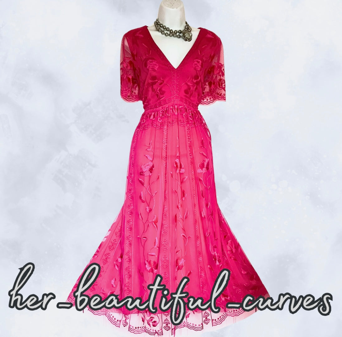 MONSOON EMBROIDERED FLORAL WEDDING OCCASION PARTY DRESS SIZE 16