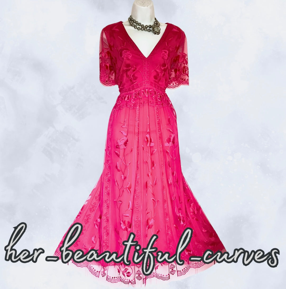 MONSOON EMBROIDERED FLORAL WEDDING OCCASION PARTY DRESS SIZE 16