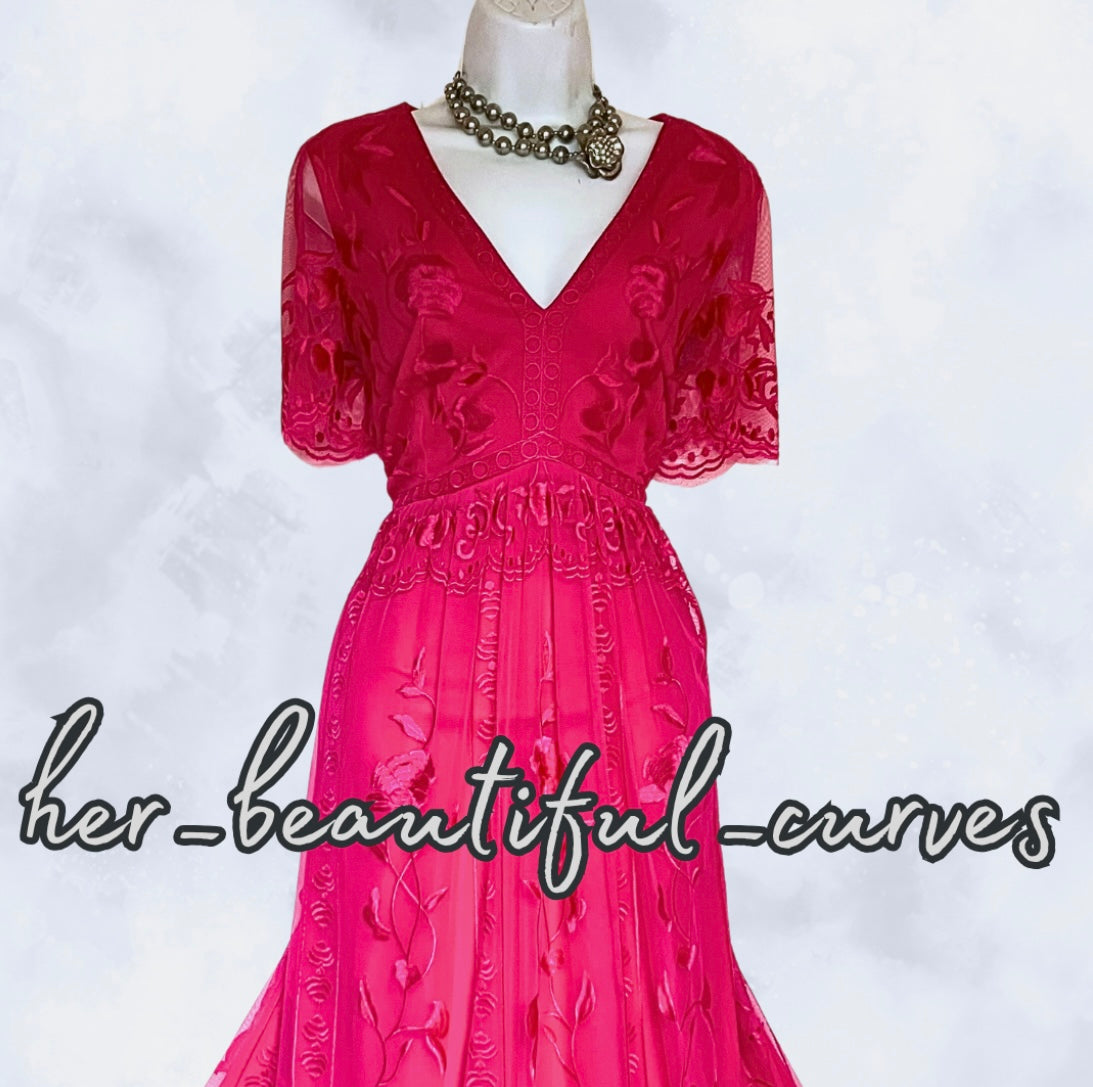 MONSOON EMBROIDERED FLORAL WEDDING OCCASION PARTY DRESS SIZE 16