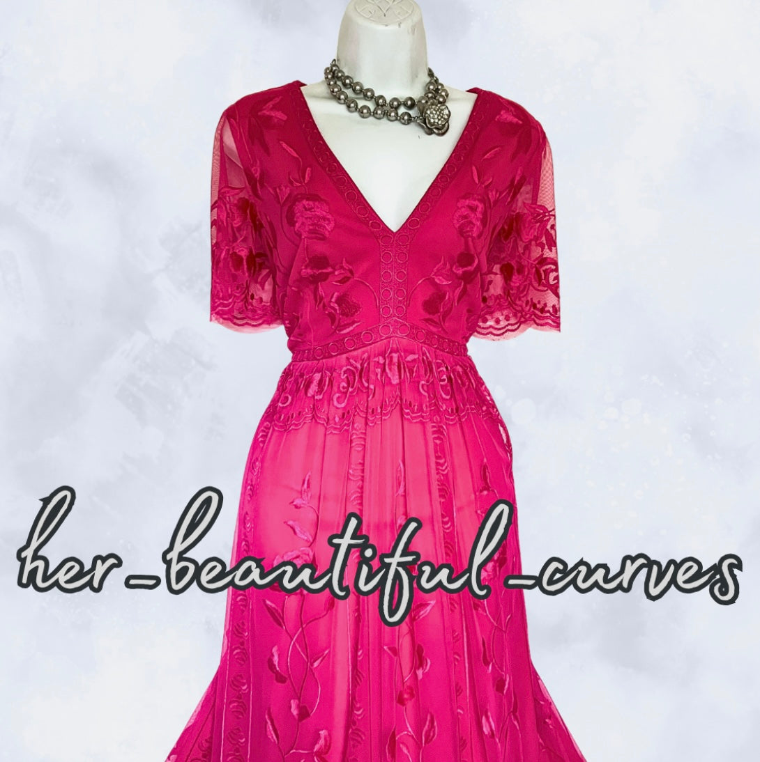 MONSOON EMBROIDERED FLORAL WEDDING OCCASION PARTY DRESS SIZE 16