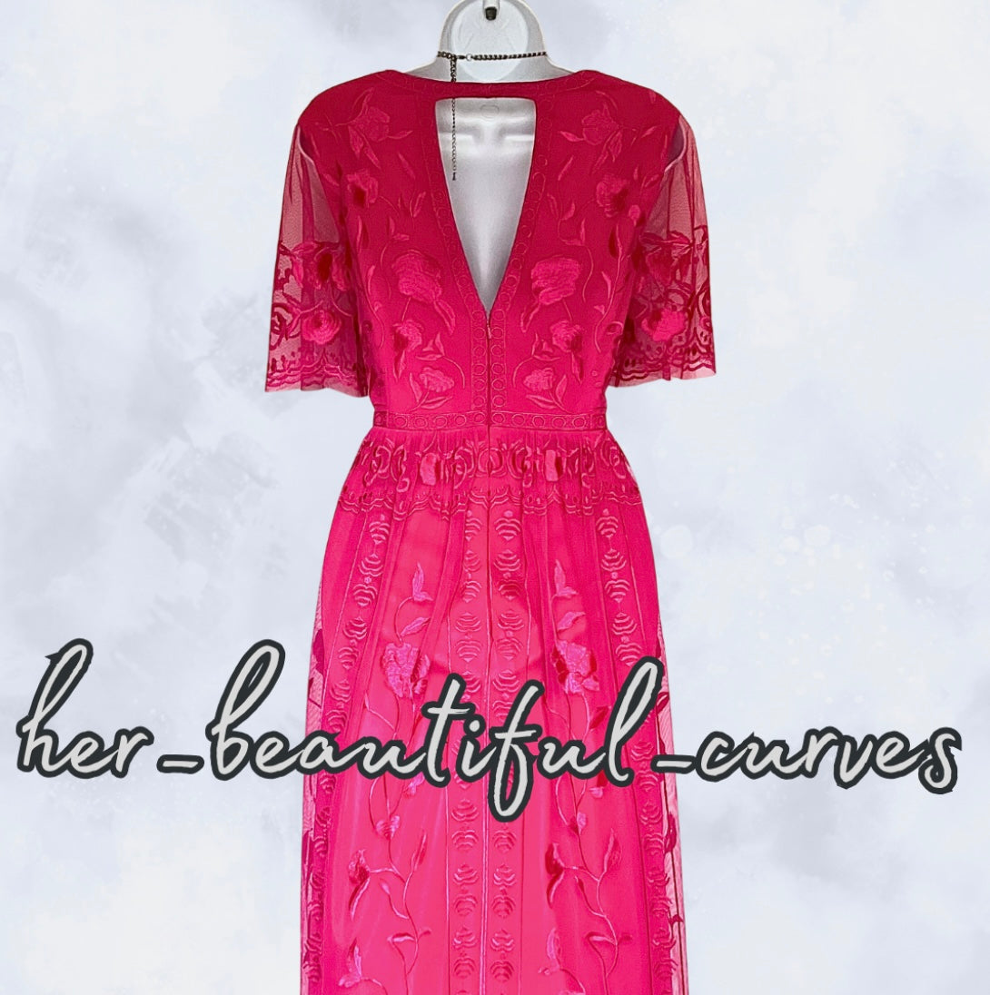 MONSOON EMBROIDERED FLORAL WEDDING OCCASION PARTY DRESS SIZE 16