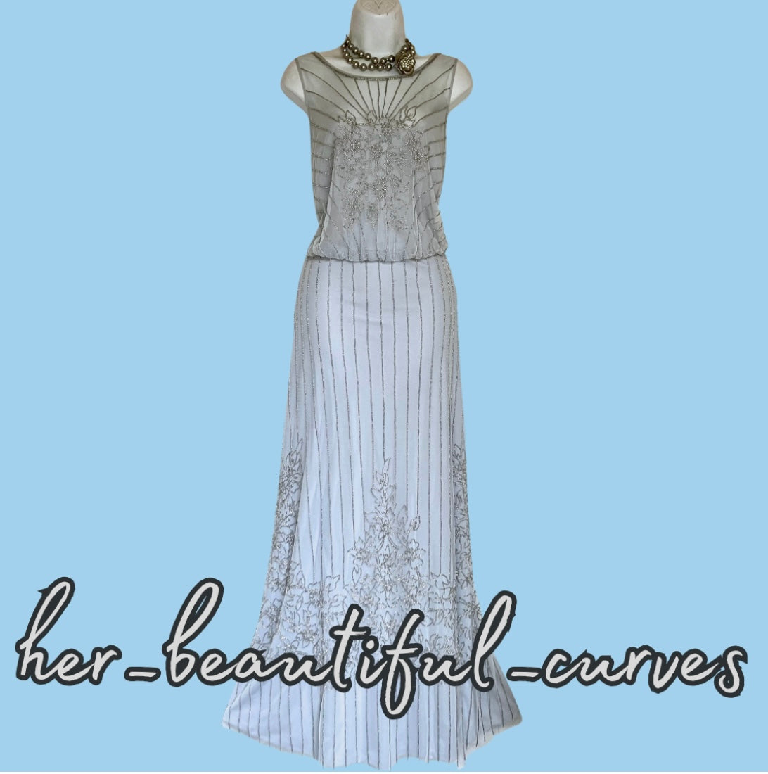 MONSOON BEADED EMBELLISHED WEDDING EVENING OCCASION PARTY DRESS SIZE 18