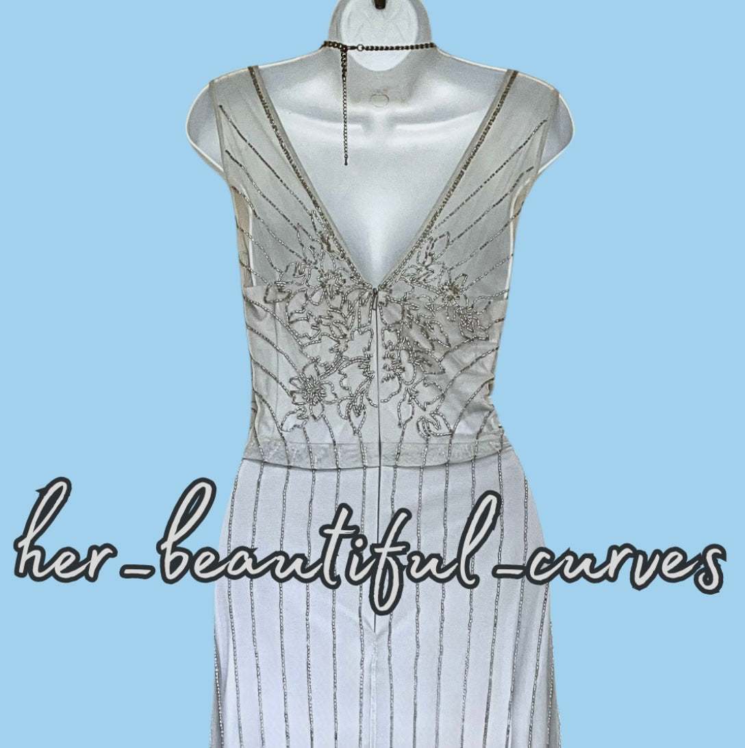 MONSOON BEADED EMBELLISHED WEDDING EVENING OCCASION PARTY DRESS SIZE 18