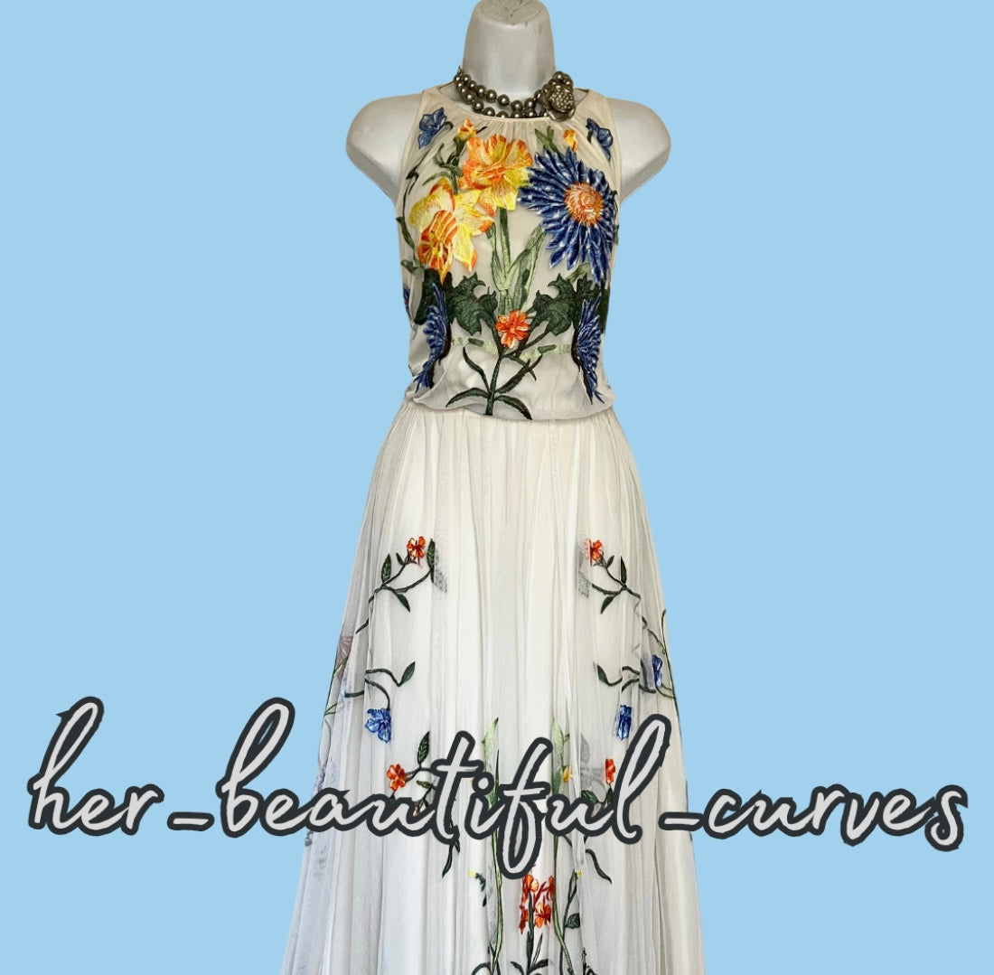 ASOS EMBROIDERED BACK CUTOUT FLOAL MAXI OCCASION WEDDING PARTY DRESS SIZE 18