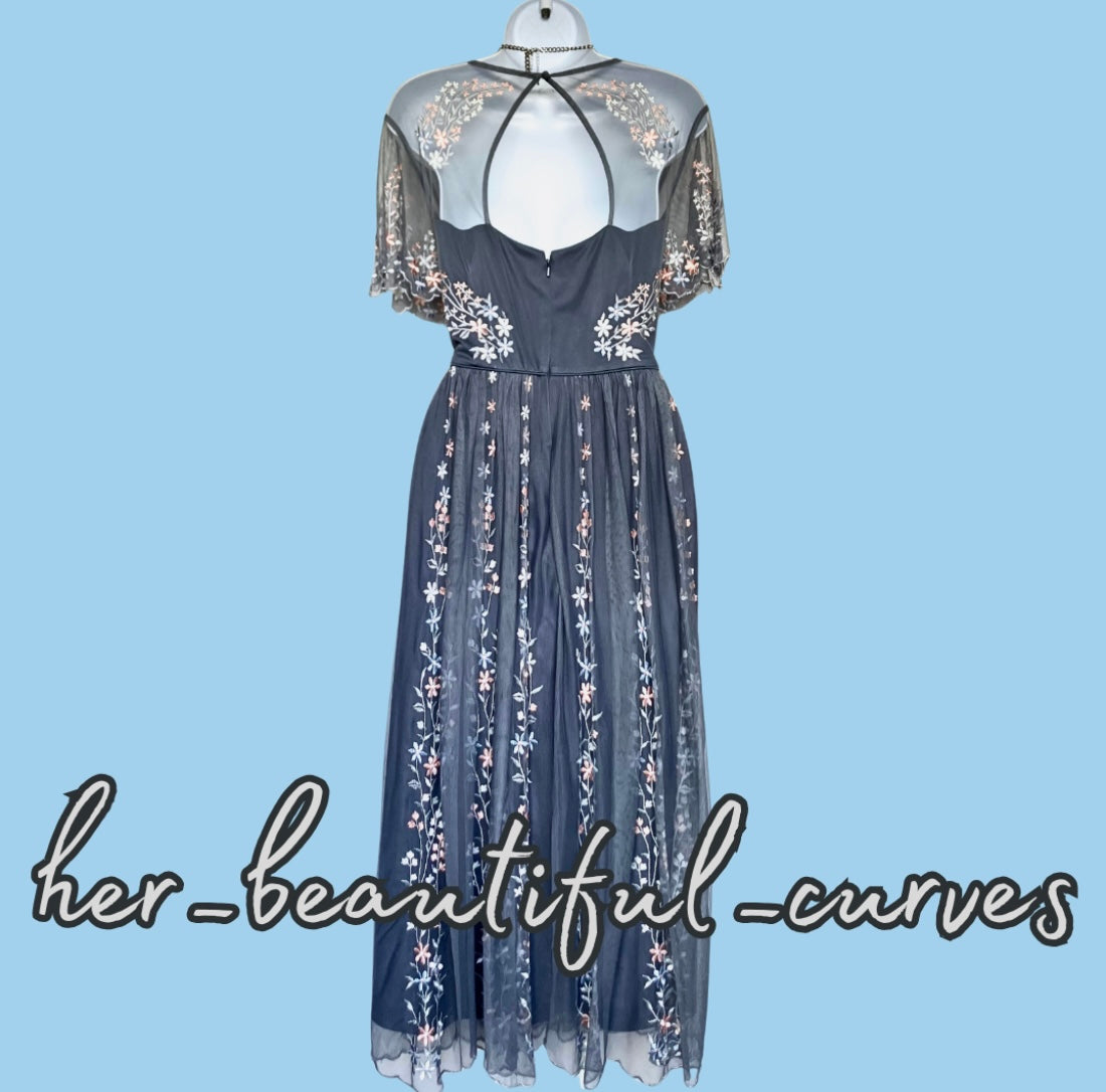 MONSOON EMBROIDERED BIRDS & FLORAL OCCASION WEDDING PARTY DRESS SIZE 16 new