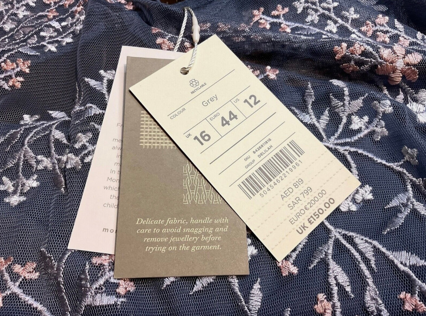 MONSOON EMBROIDERED BIRDS & FLORAL OCCASION WEDDING PARTY DRESS SIZE 16 new