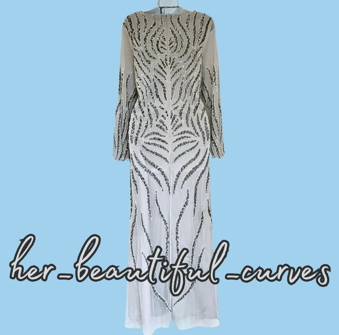 JOANNA HOPE PEARLS & SEQUINS EVENING WEDDING OCCASION PARTY DRESS SIZE 16