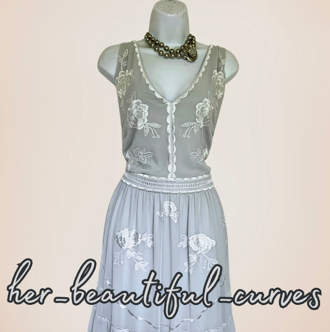 MONSOON EMBROIDERED FLROAL SEQUINS MAXI OCCASION WEDDING PARTY DRESS SIZE 24