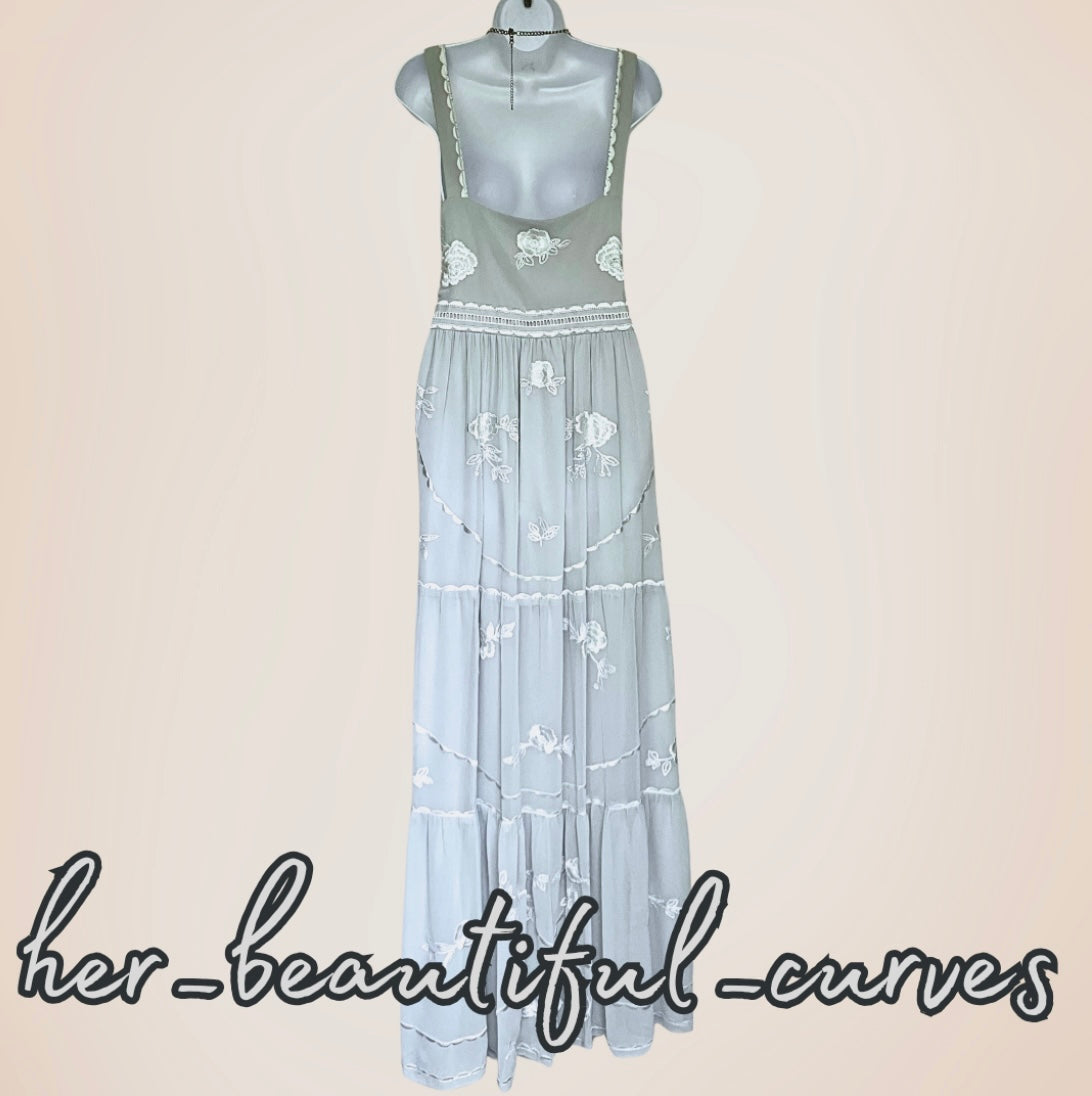 MONSOON EMBROIDERED FLROAL SEQUINS MAXI OCCASION WEDDING PARTY DRESS SIZE 24