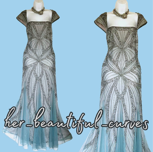 JOANNA HOPE Beaded Wedding Mother of the Bride Occasion Party Maxi DRESS SIZE 22