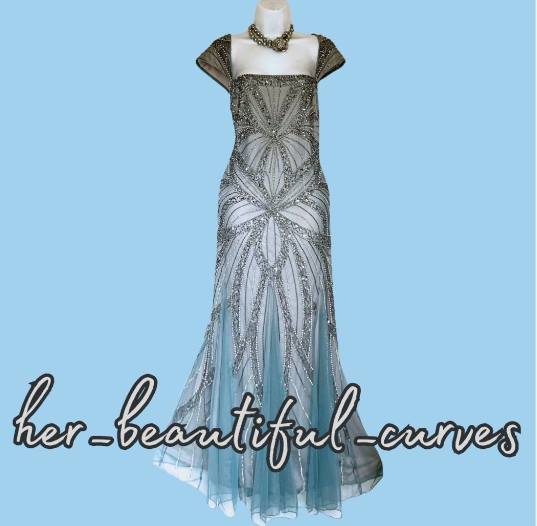 JOANNA HOPE Beaded Wedding Mother of the Bride Occasion Party Maxi DRESS SIZE 22