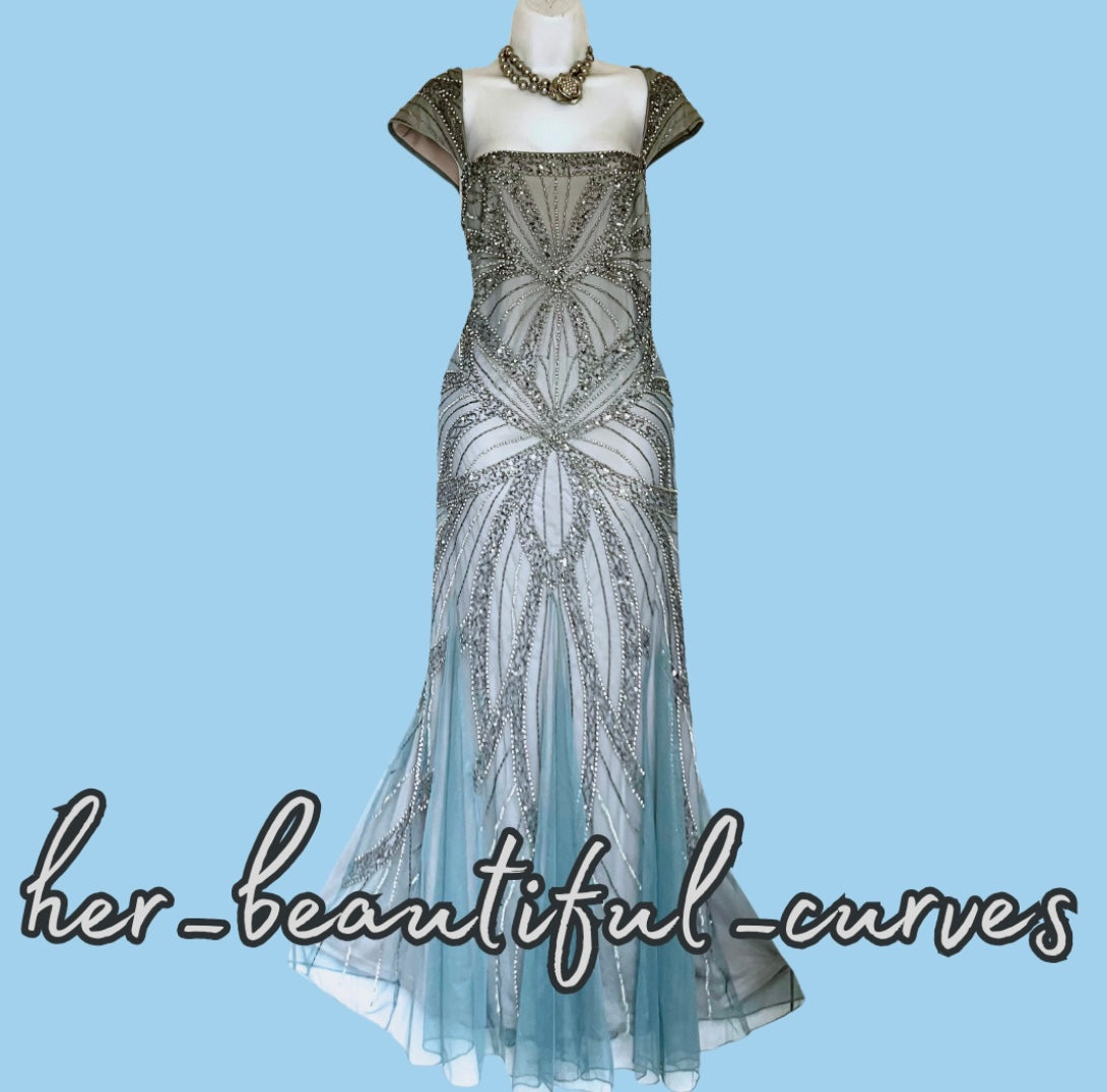 JOANNA HOPE Beaded Wedding Mother of the Bride Occasion Party Maxi DRESS SIZE 22