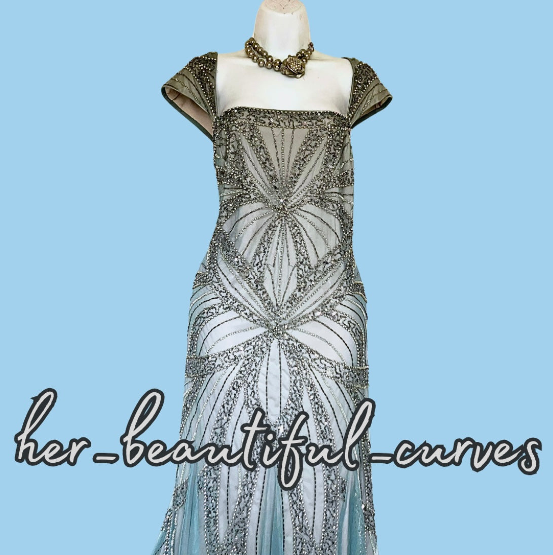 JOANNA HOPE Beaded Wedding Mother of the Bride Occasion Party Maxi DRESS SIZE 22