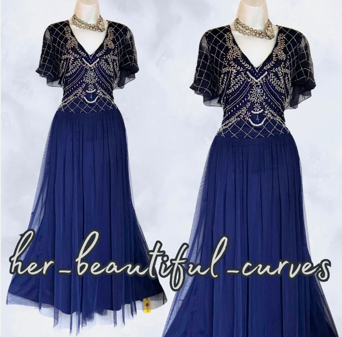JOANNA HOPE SHIMMERED BEADED WEDDING EVENING OCCASION PARTY DRESS SIZE 22 new