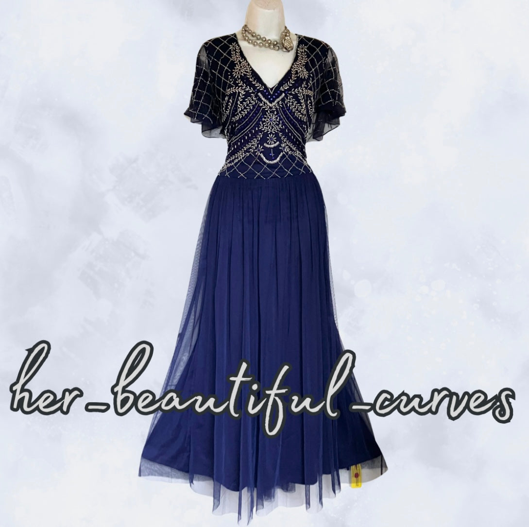 JOANNA HOPE SHIMMERED BEADED WEDDING EVENING OCCASION PARTY DRESS SIZE 22 new