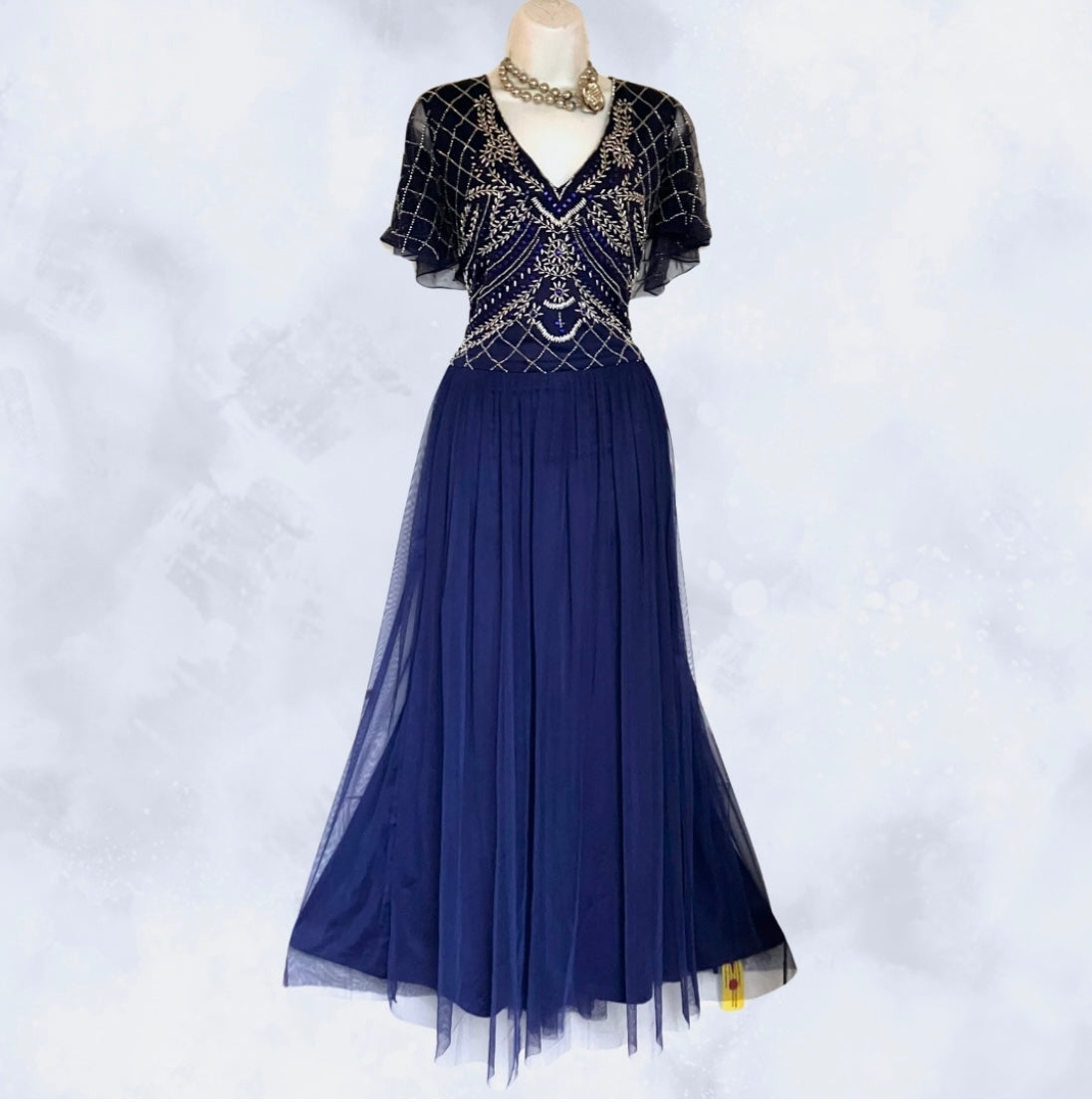 JOANNA HOPE SHIMMERED BEADED WEDDING EVENING OCCASION PARTY DRESS SIZE 22 new