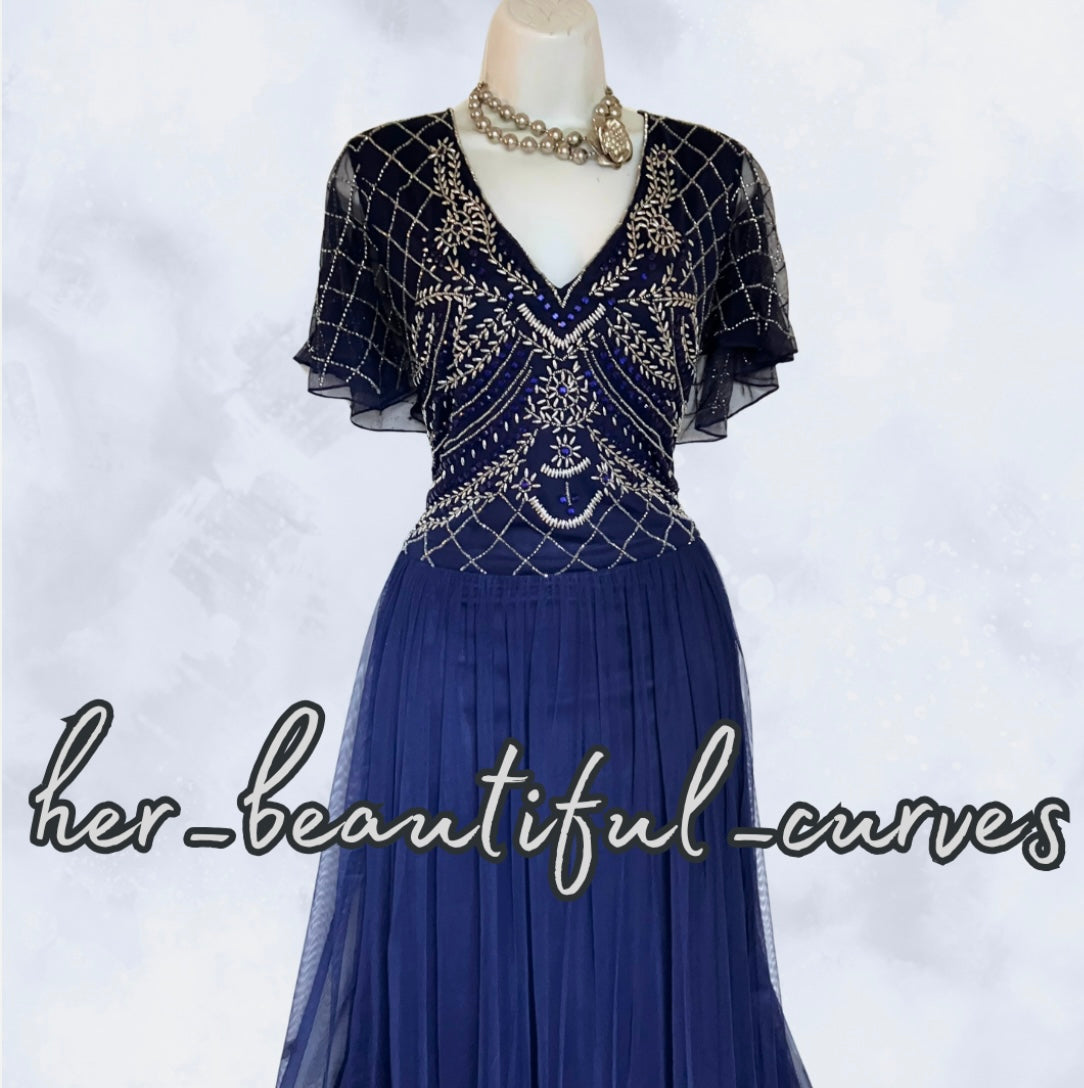 JOANNA HOPE SHIMMERED BEADED WEDDING EVENING OCCASION PARTY DRESS SIZE 22 new