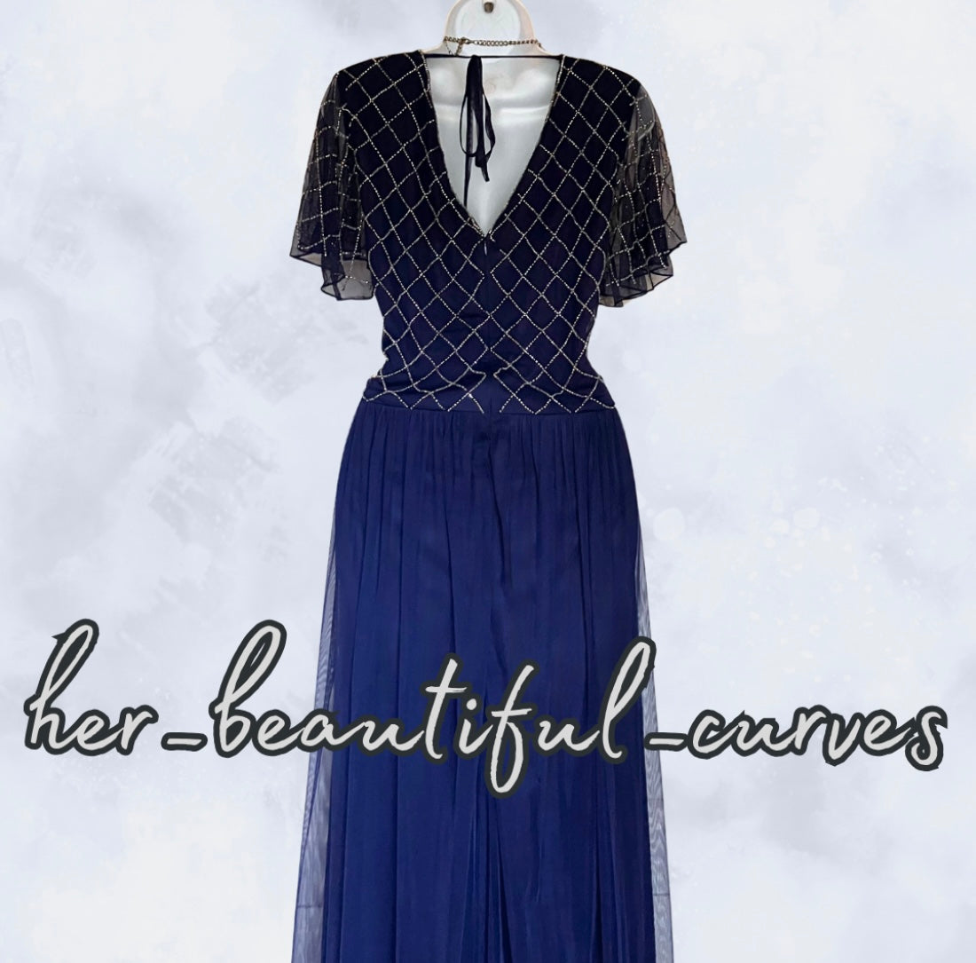 JOANNA HOPE SHIMMERED BEADED WEDDING EVENING OCCASION PARTY DRESS SIZE 22 new