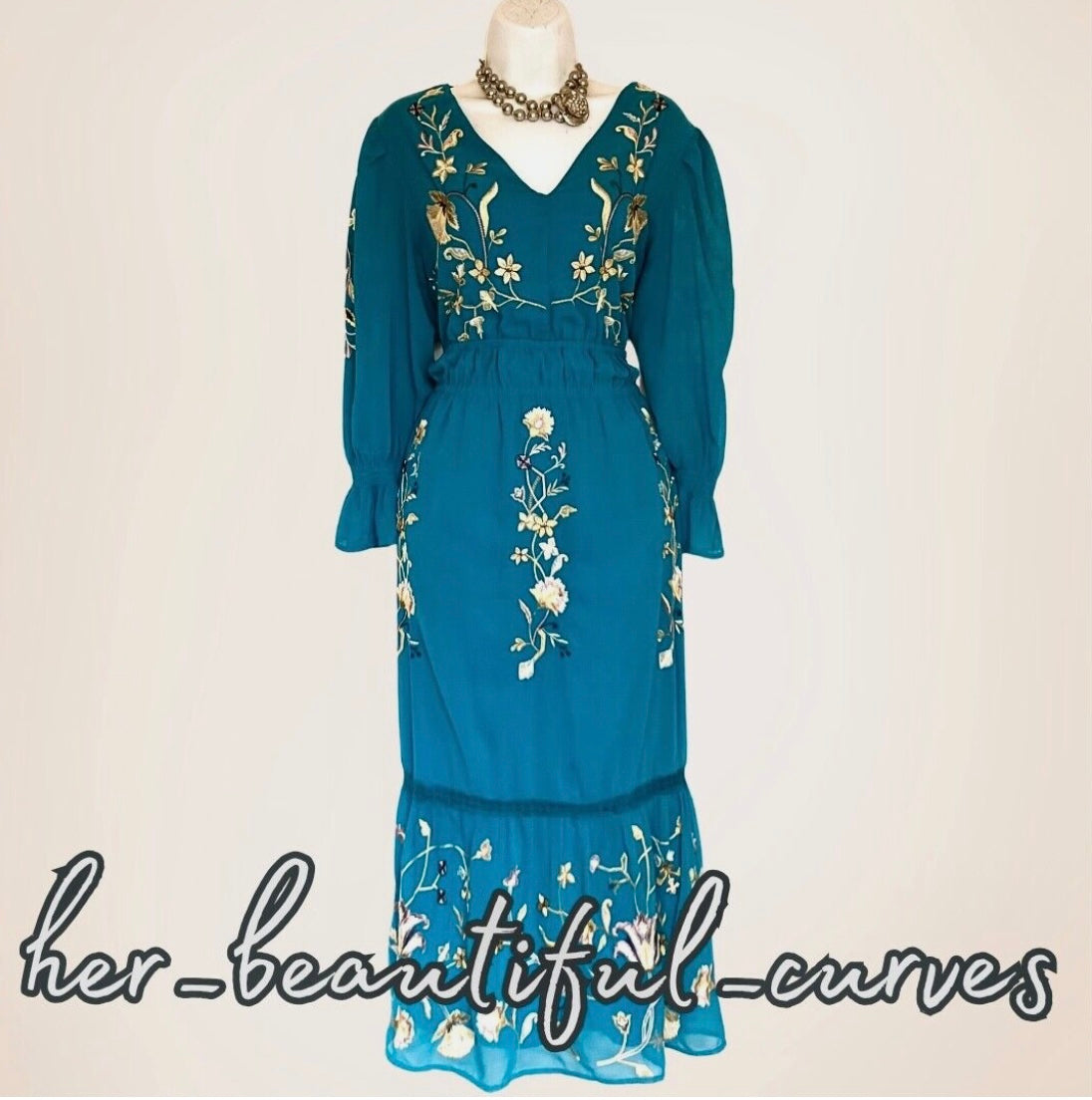 MONSOON EMBROIDERED FLORAL PATTERN MIDI OCCASION PARTY DRESS SIZE 16 new