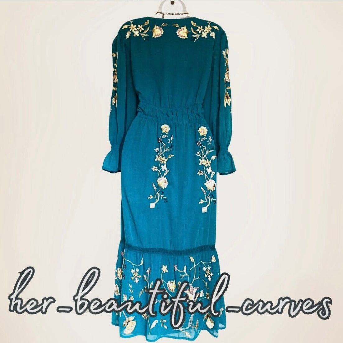 MONSOON EMBROIDERED FLORAL PATTERN MIDI OCCASION PARTY DRESS SIZE 16 new