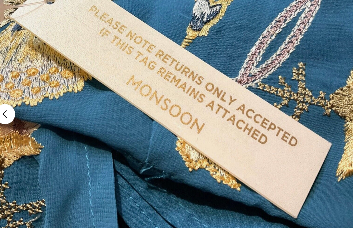 MONSOON EMBROIDERED FLORAL PATTERN MIDI OCCASION PARTY DRESS SIZE 16 new