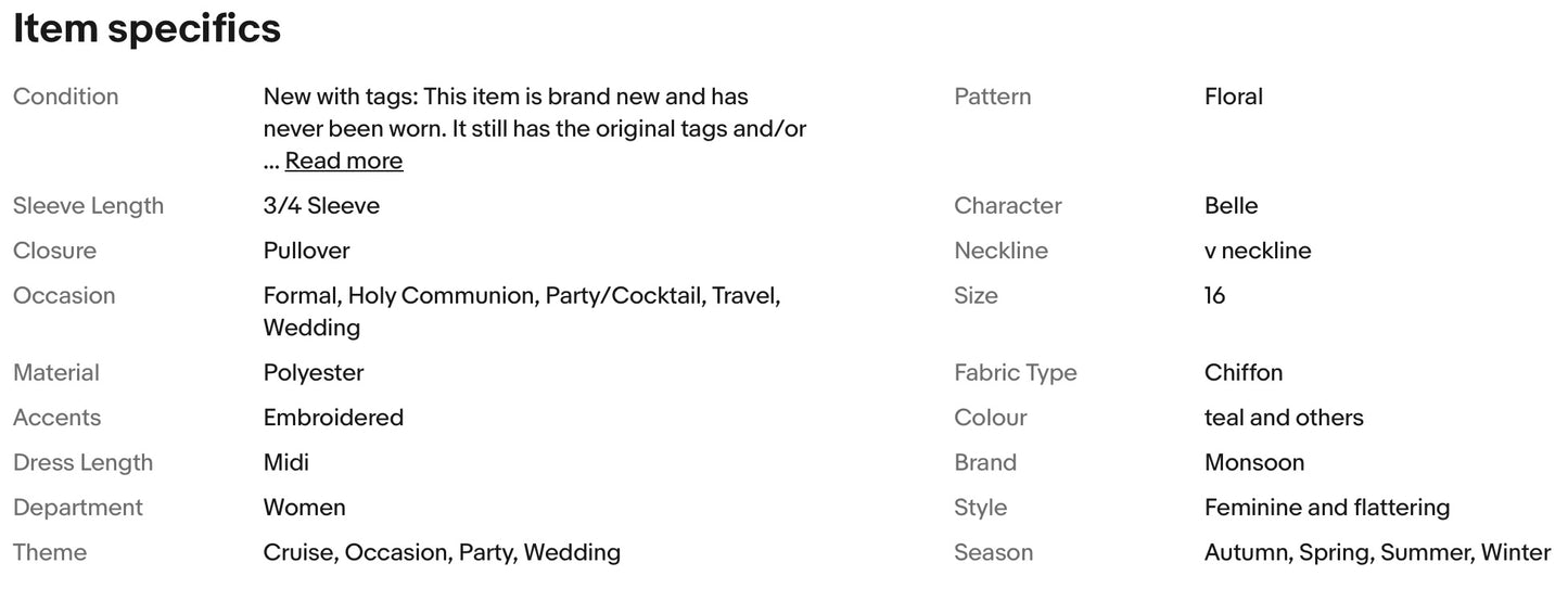 MONSOON EMBROIDERED FLORAL PATTERN MIDI OCCASION PARTY DRESS SIZE 16 new