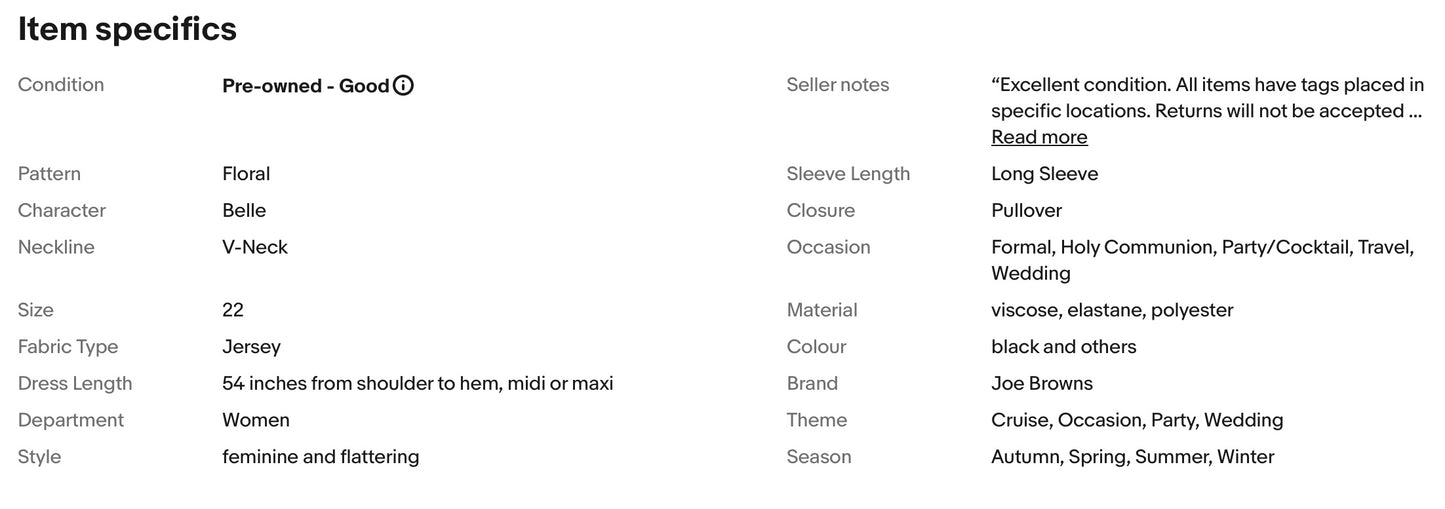 JOE BROWNS FLORAL PRINT JERSEY MIDI OR MAXI PARTY DRESS SIZE 22