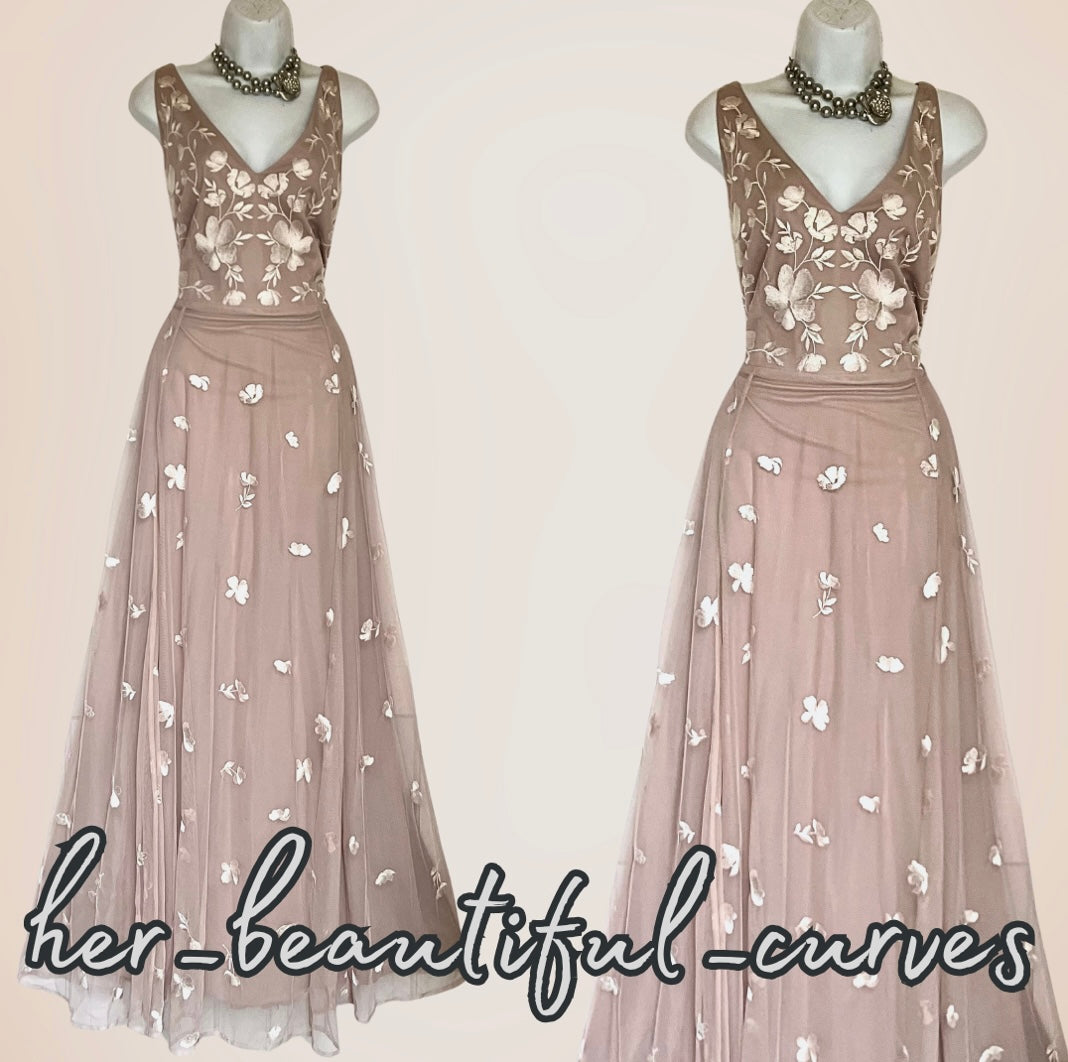 MONSOON EMBROIDERED FLORAL MAXI WEDDING OCCASION PARTY DRESS SIZE 18 NEW