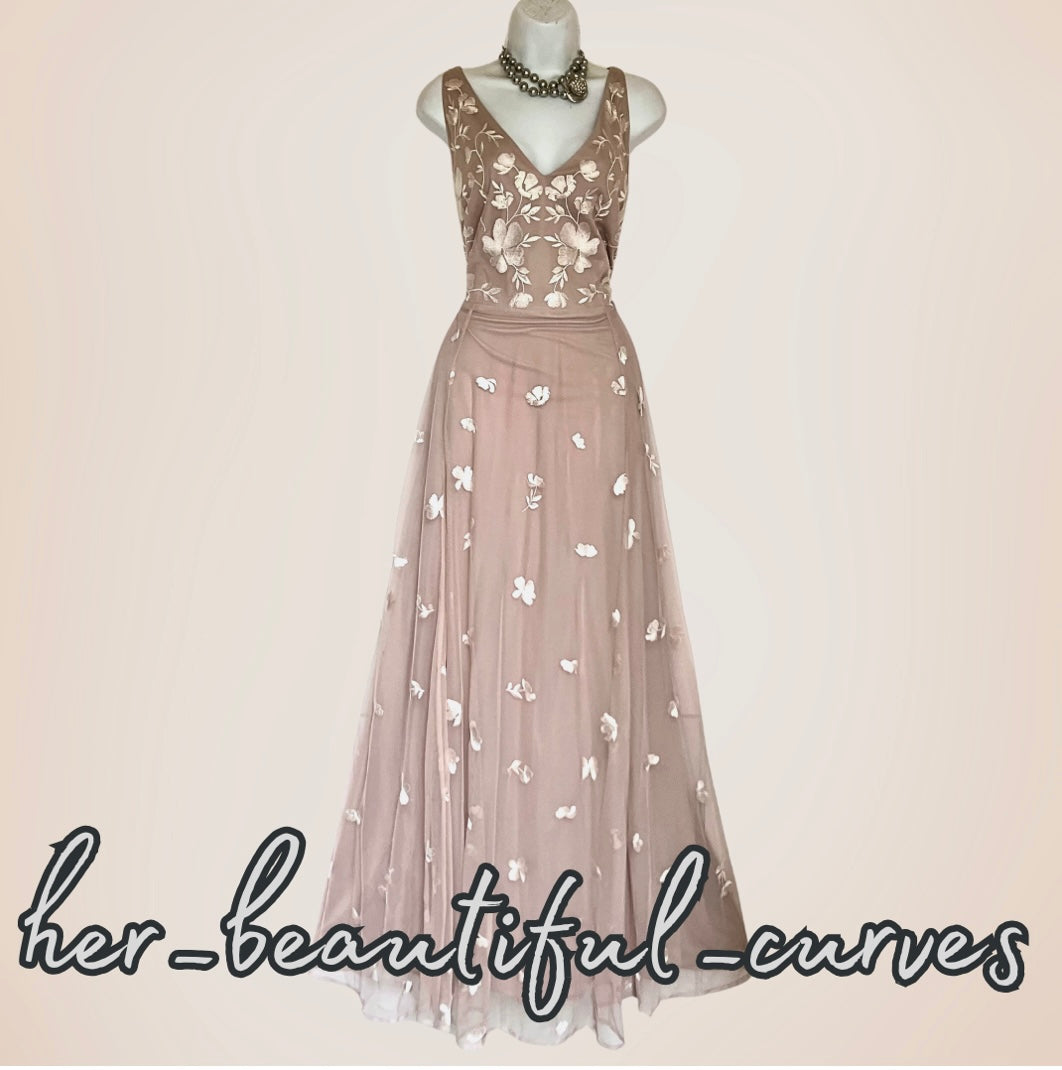 MONSOON EMBROIDERED FLORAL MAXI WEDDING OCCASION PARTY DRESS SIZE 18 NEW