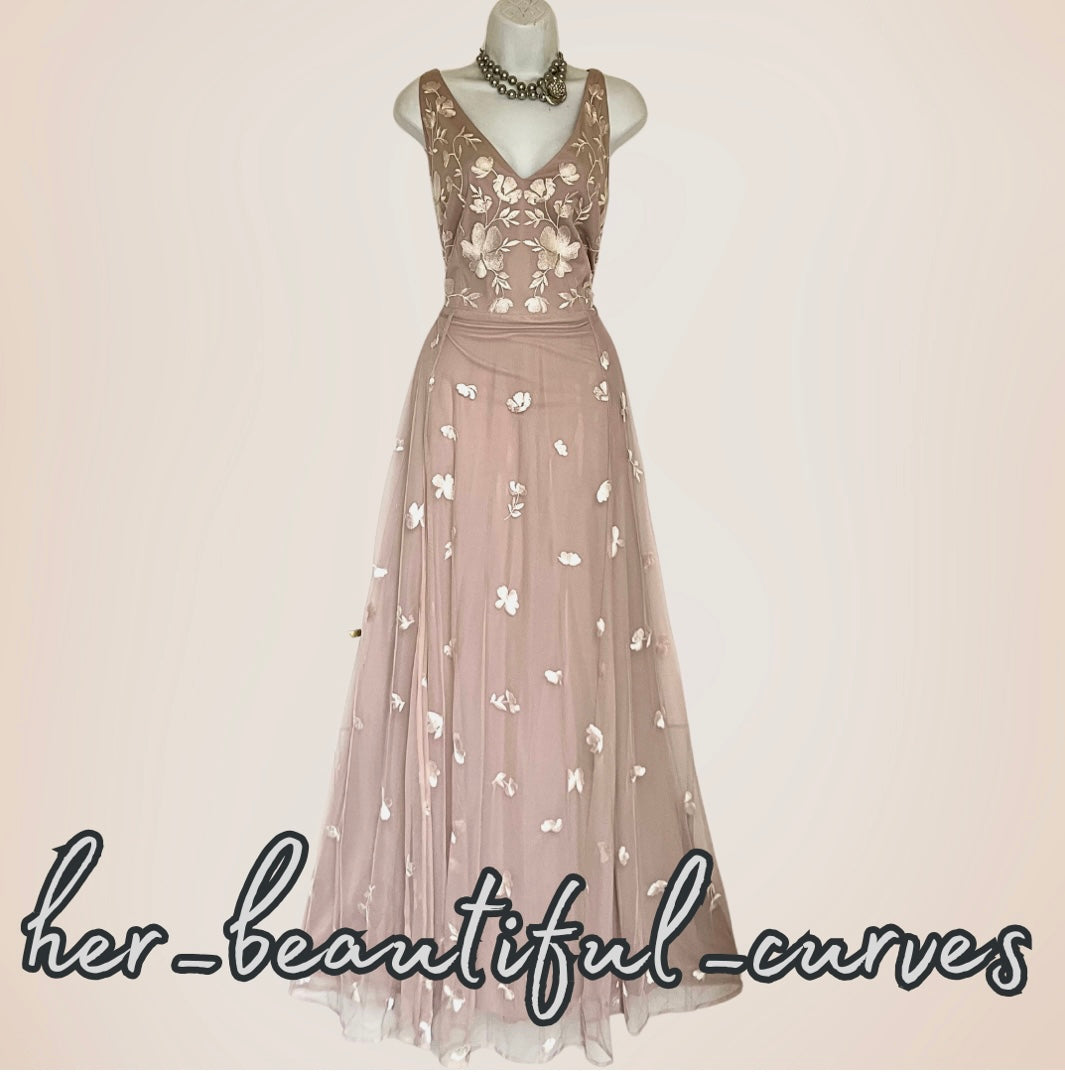 MONSOON EMBROIDERED FLORAL MAXI WEDDING OCCASION PARTY DRESS SIZE 18 NEW