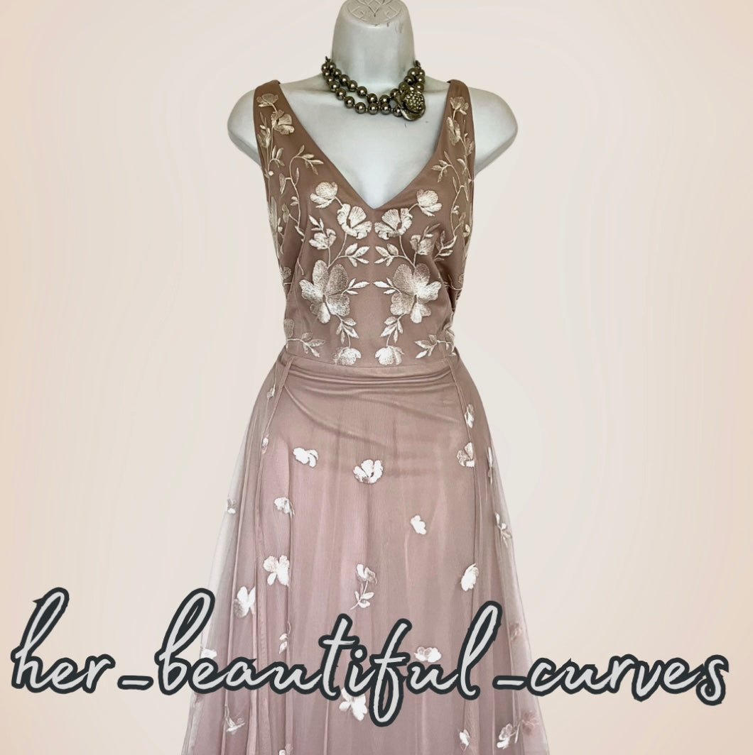 MONSOON EMBROIDERED FLORAL MAXI WEDDING OCCASION PARTY DRESS SIZE 18 NEW