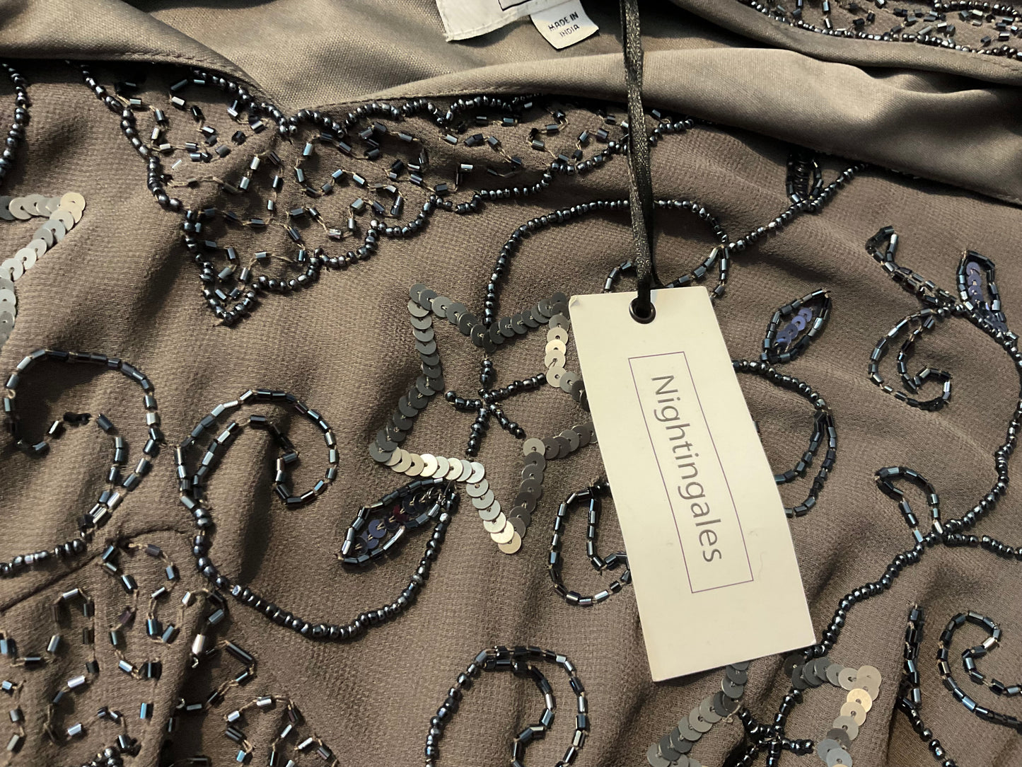 NIGHTINGALES SEQUINS BEADS EMBELLISHED WEDDING EVENING PARTY DRESS SIZE 20 new