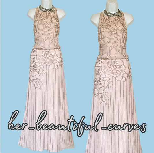 MONSOON HALTER NECK BEADED WEDDING OCCASION EVENING PARTY DRESS SIZE 22 new