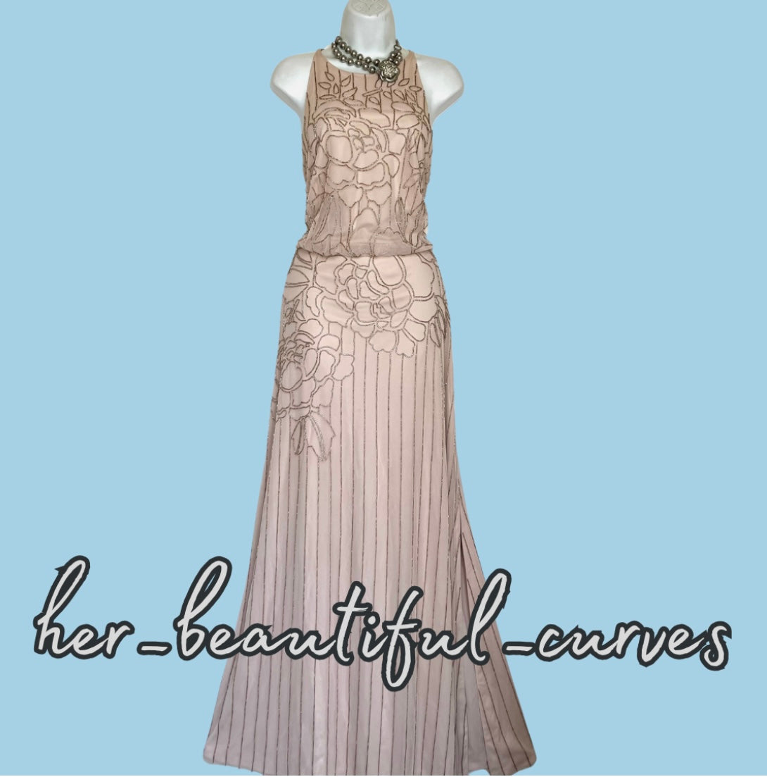 MONSOON HALTER NECK BEADED WEDDING OCCASION EVENING PARTY DRESS SIZE 22 new
