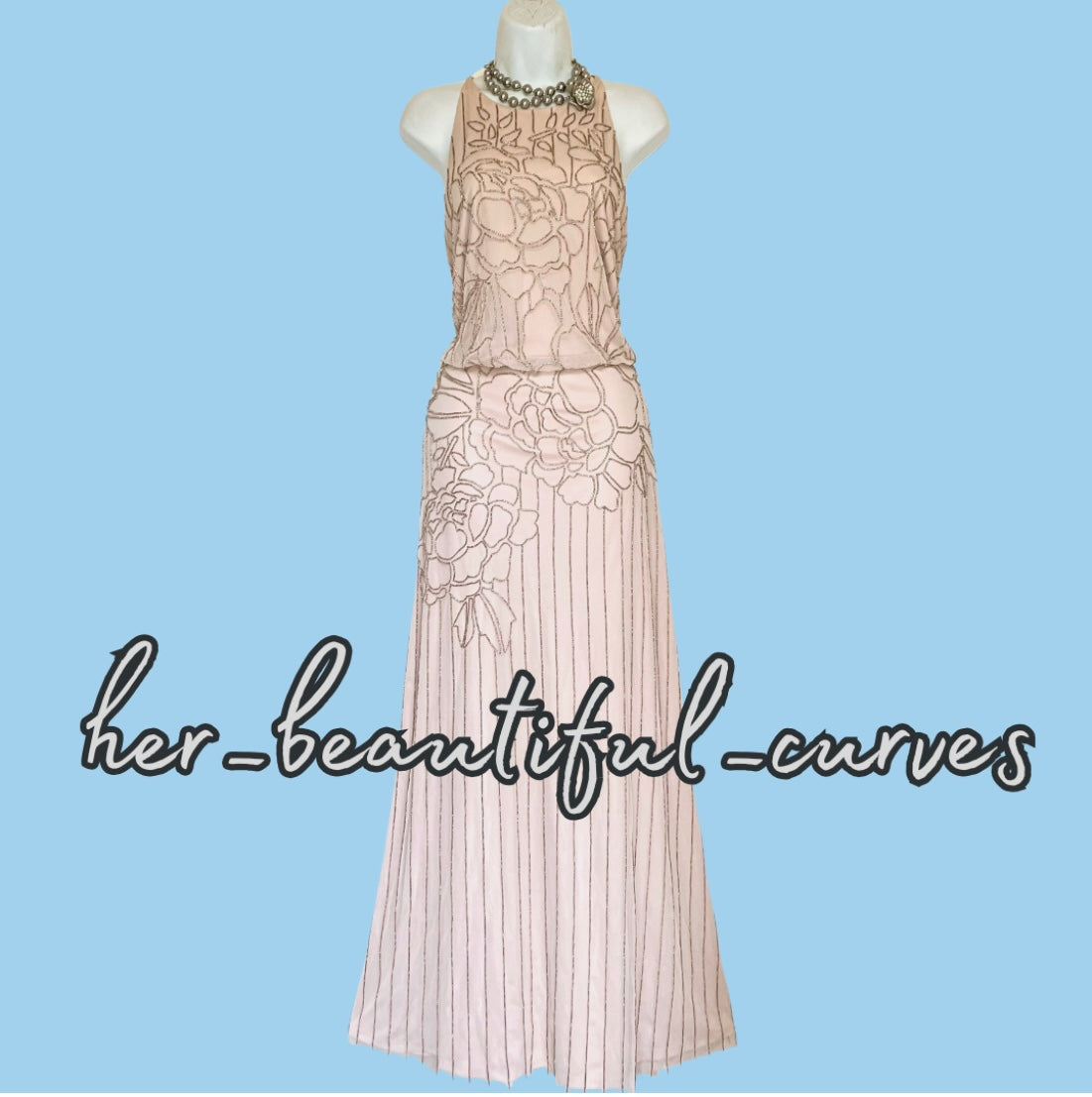 MONSOON HALTER NECK BEADED WEDDING OCCASION EVENING PARTY DRESS SIZE 22 new