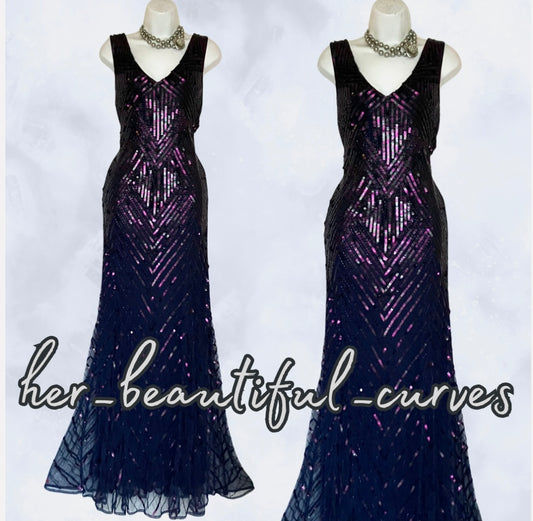 JOHN LEWIS SEQUIN EMBELLISHED MAXI EVENING OCCASION PARTY DRESS SIZE 16