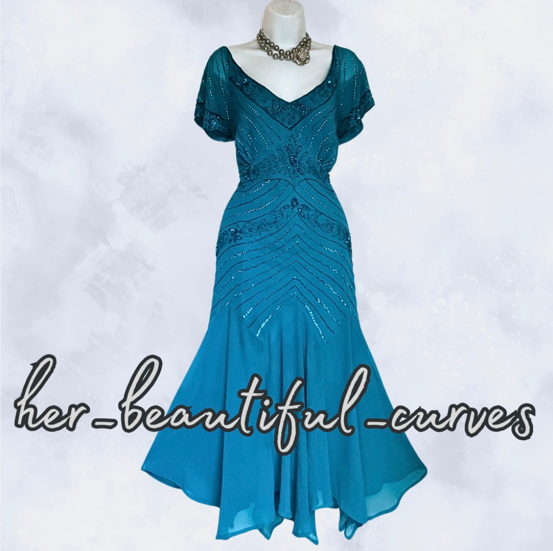 JOANNA HOPE SEQUINNED BEADED EVENING EMBELLISHED OCCASION PARTY DRESS SIZE 16