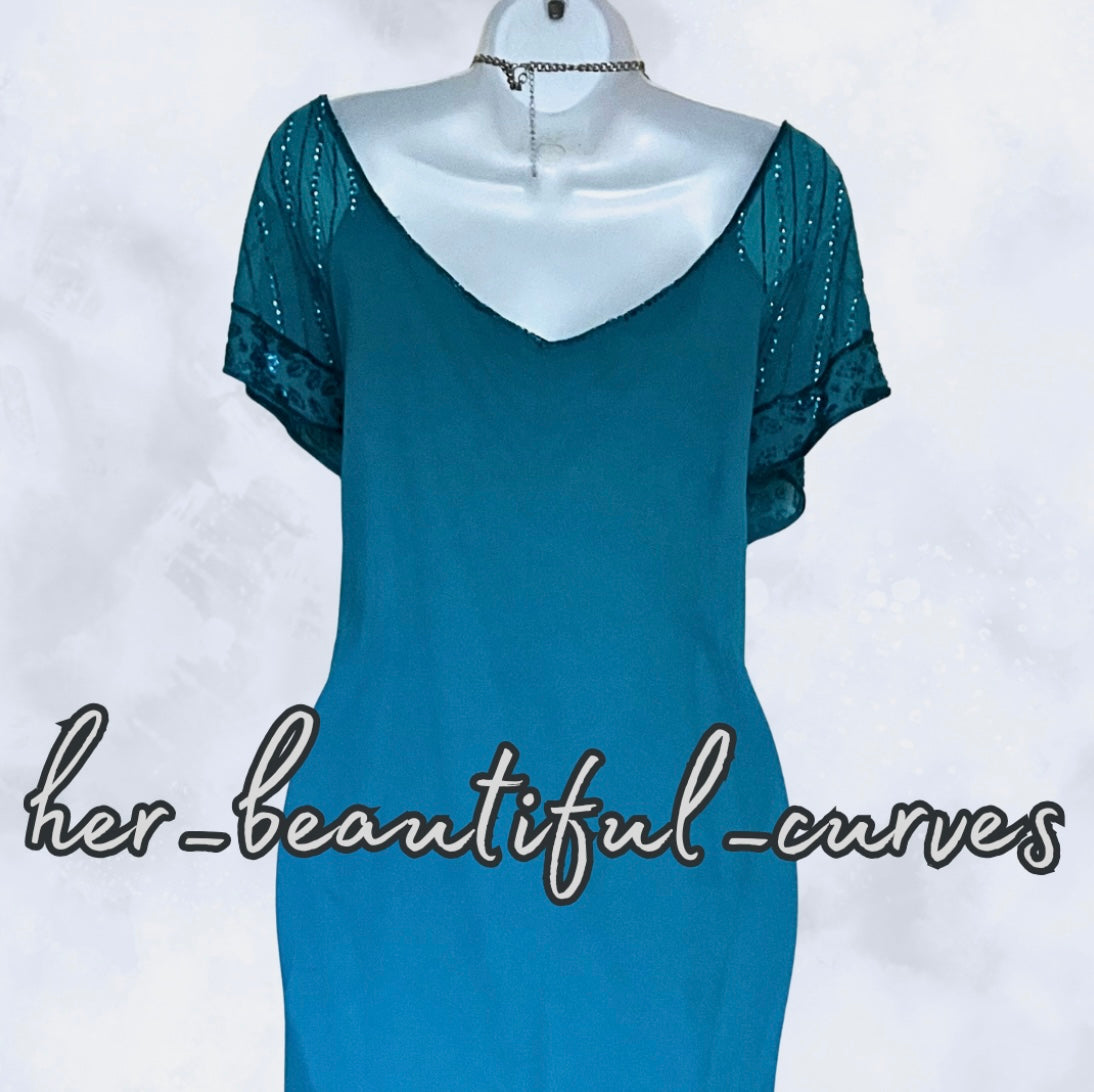 JOANNA HOPE SEQUINNED BEADED EVENING EMBELLISHED OCCASION PARTY DRESS SIZE 16