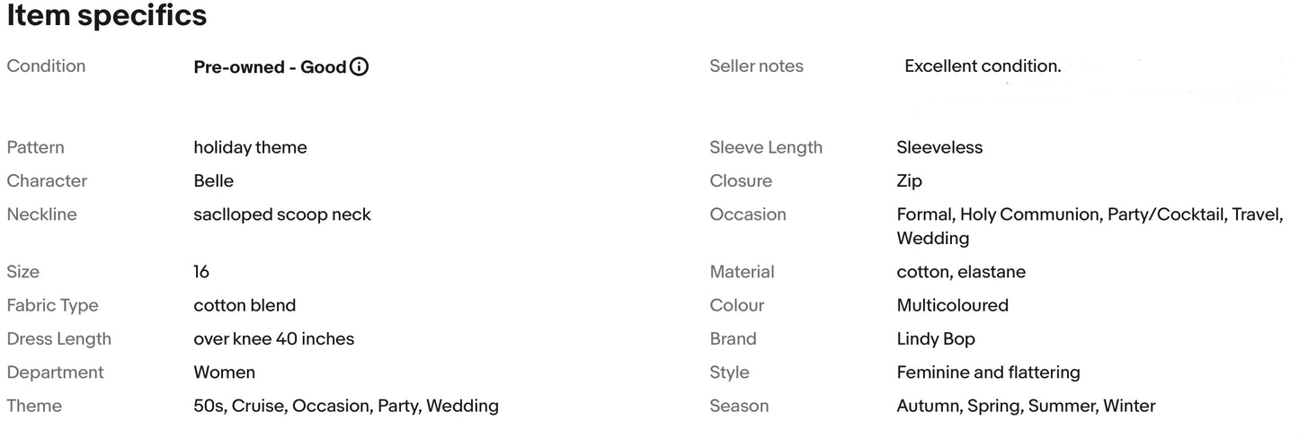 LINDY BOP 50s VINTAGE STYLE OCCASION PARTY DRESS SIZE 16