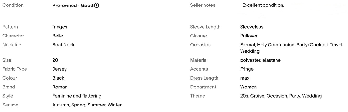 ROMAN BLACK SEQUINNED TIERED FRINGED 20s GATSBY EVEING OCCASION DRESS SIZE 20