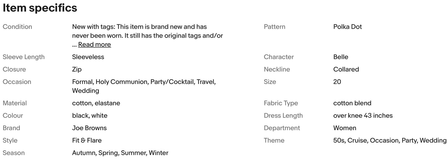 STUNNING JOE BROWNS 50s VINTAGE POLKA DOTS FIT & FLARE DRESS SIZE 20 new