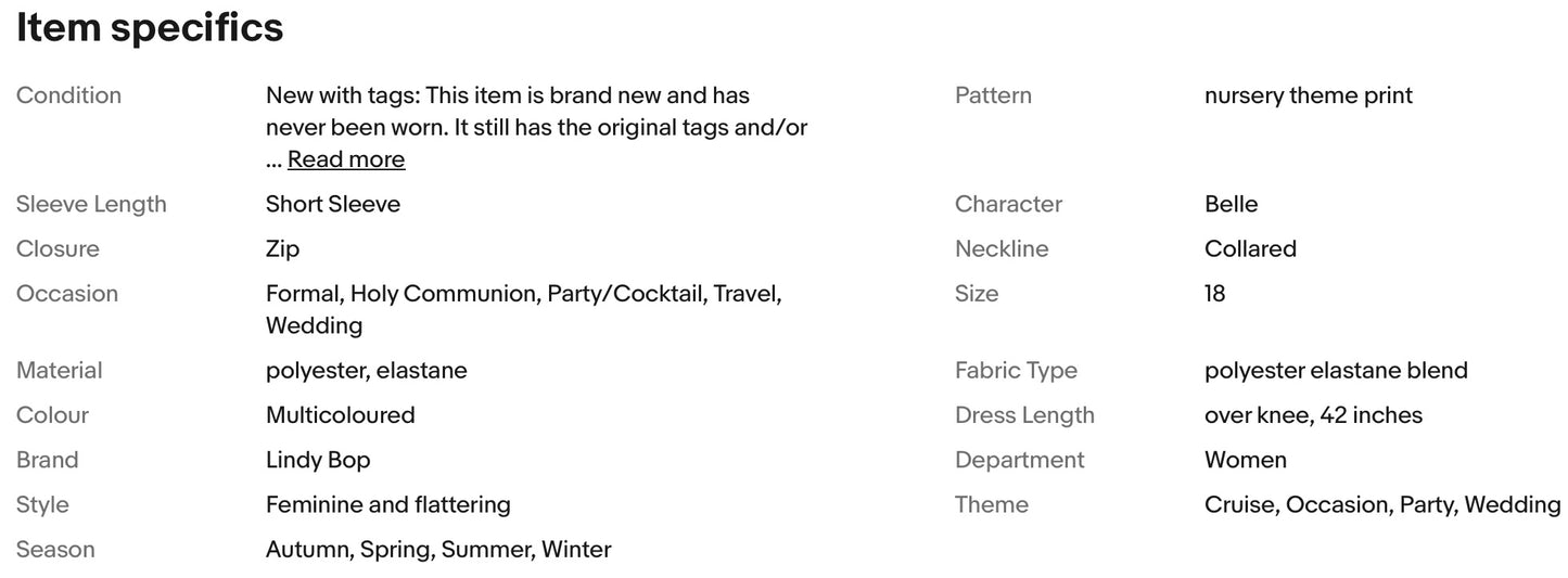 LINDY BOP NURSERY THEME PRINT VINTAGE STYLE OCCASION PARTY DRESS SIZE 18 new